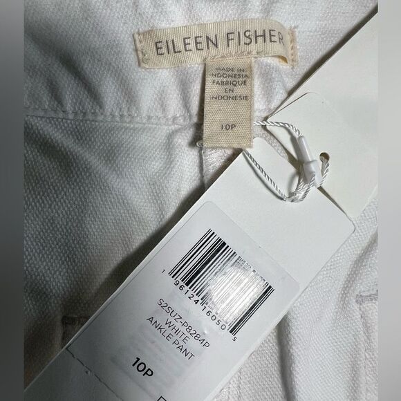 Eileen Fisher White High Rise Cropped Pants Tapered Hemp Cotton New Size 10P - Picture 8 of 14